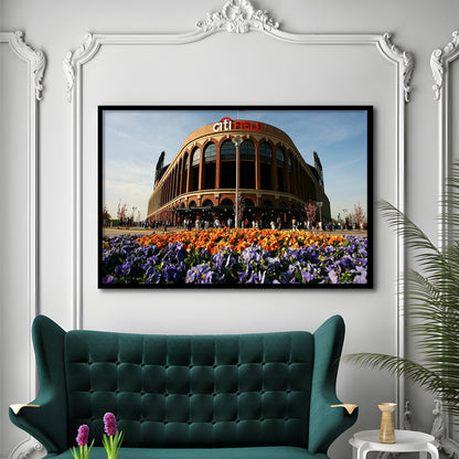 Citi Field Outside View, Stadium Canvas, Sport Art, Gift for him, Framed Art Print Wall Decor, Picture Framed