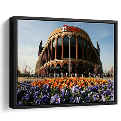 Citi Field Outside View, Stadium Canvas, Sport Art, Framed Canvas Print Wall Art, Floating Frame