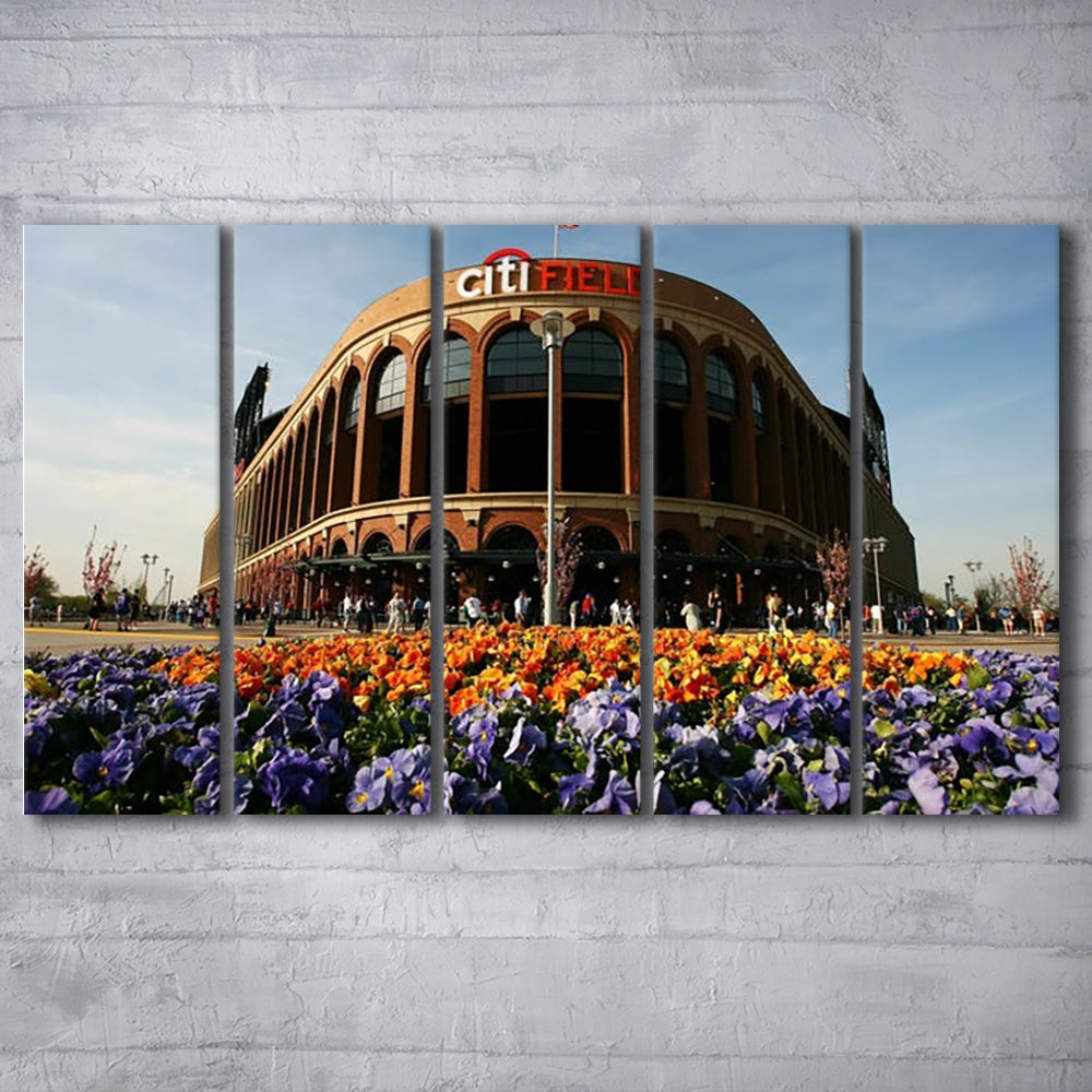 Citi Field Outside View, Stadium Canvas, Sport Art, 5 Panel B, Extra Large Canvas, Canvas Print Wall Art