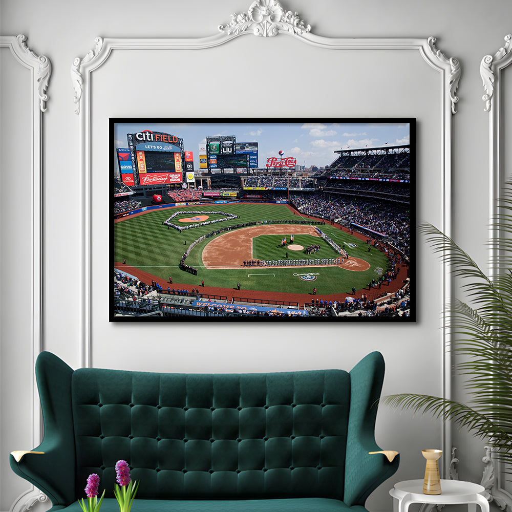 Citi Field Stadium Opening Day, Stadium Canvas, Sport Art, Gift for him, Framed Art Print Wall Decor, Picture Framed