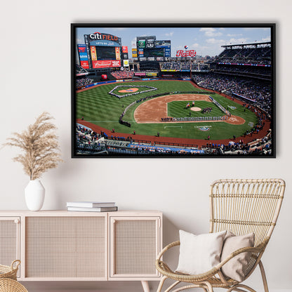 Citi Field Stadium Opening Day, Stadium Canvas, Sport Art, Framed Canvas Print Wall Art, Floating Frame