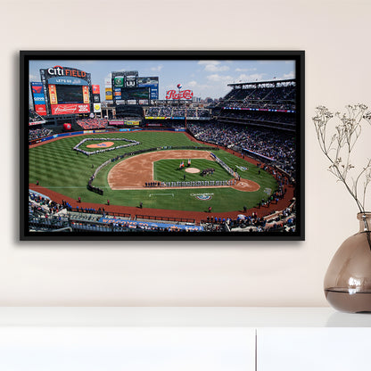 Citi Field Stadium Opening Day, Stadium Canvas, Sport Art, Framed Canvas Print Wall Art, Floating Frame