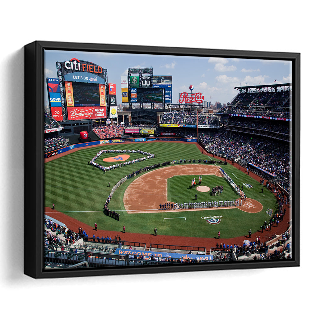 Citi Field Stadium Opening Day, Stadium Canvas, Sport Art, Framed Canvas Print Wall Art, Floating Frame