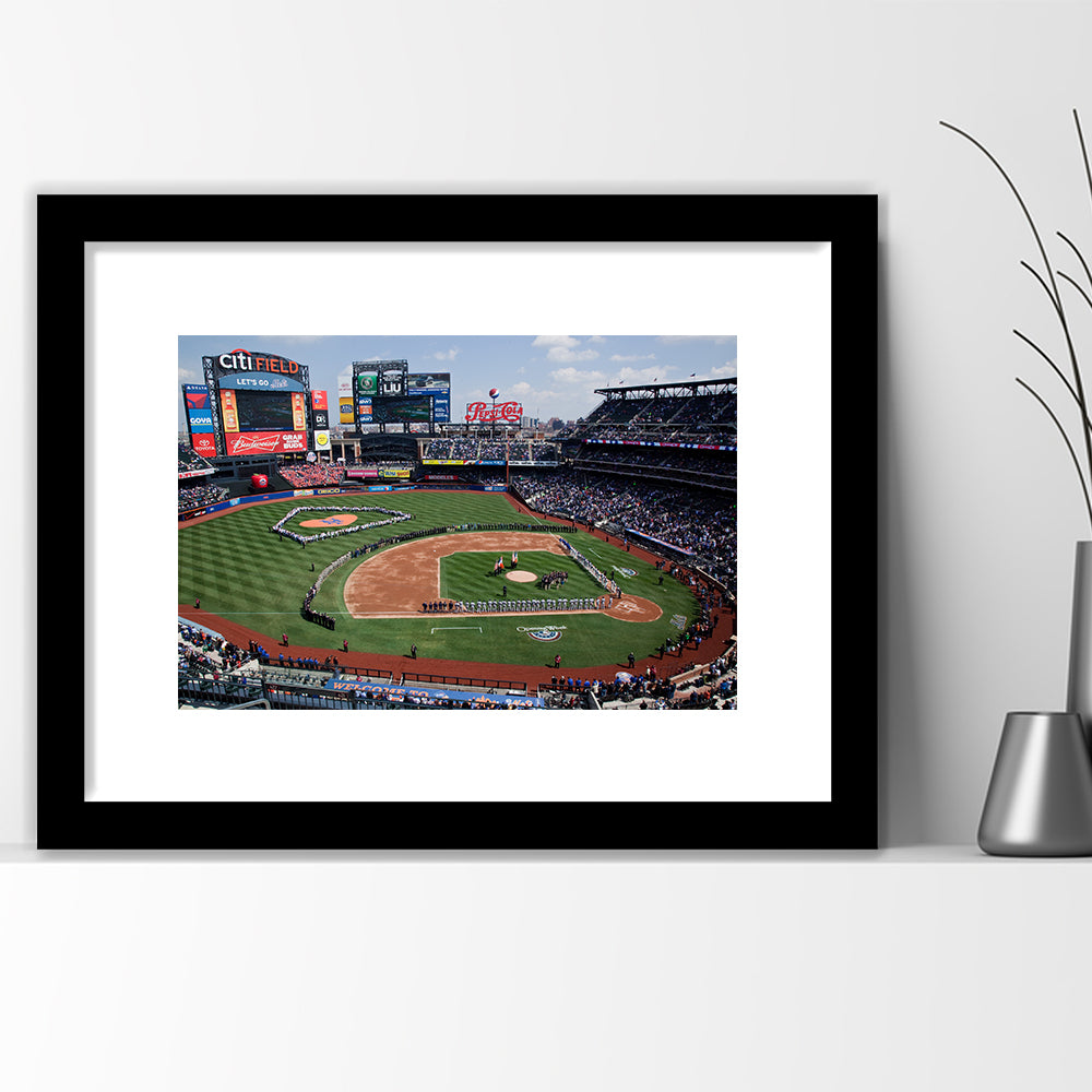 Citi Field Stadium Opening Day, Stadium Canvas, Sport Art, Gift for him, White Border Framed Art Print Wall Decor