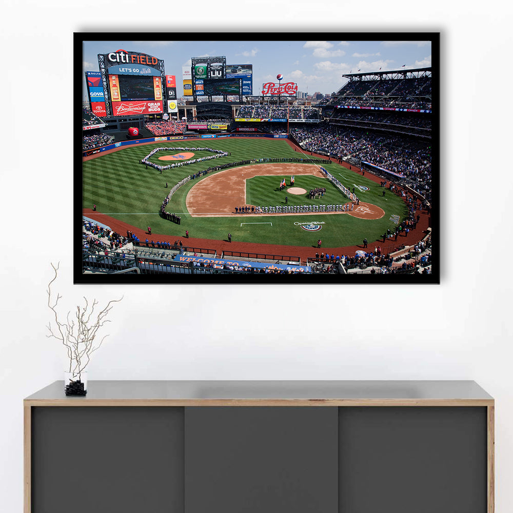 Citi Field Stadium Opening Day, Stadium Canvas, Sport Art, Gift for him, Framed Art Print Wall Decor, Picture Framed