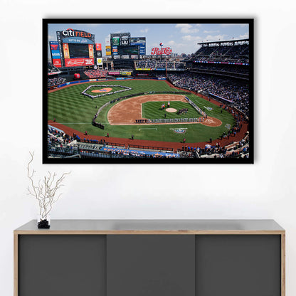 Citi Field Stadium Opening Day, Stadium Canvas, Sport Art, Gift for him, Framed Art Print Wall Decor, Picture Framed
