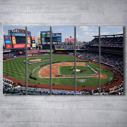 Citi Field Stadium Opening Day, Stadium Canvas, Sport Art, 5 Panel B, Extra Large Canvas, Canvas Print Wall Art