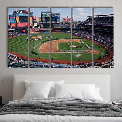 Citi Field Stadium Opening Day, Stadium Canvas, Sport Art, 5 Panel B, Extra Large Canvas, Canvas Print Wall Art
