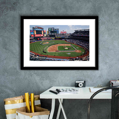 Citi Field Stadium Opening Day, Stadium Canvas, Sport Art, Gift for him, White Border Framed Art Print Wall Decor