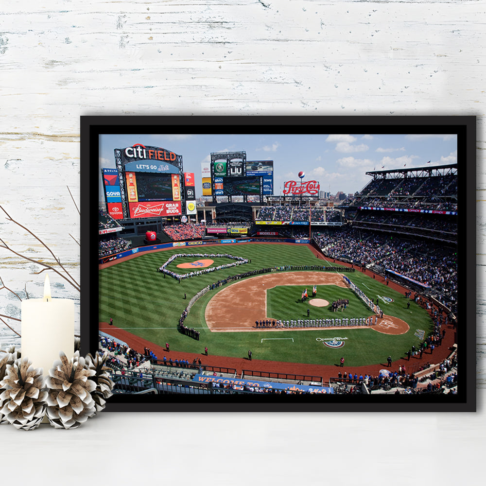 Citi Field Stadium Opening Day, Stadium Canvas, Sport Art, Framed Canvas Print Wall Art, Floating Frame