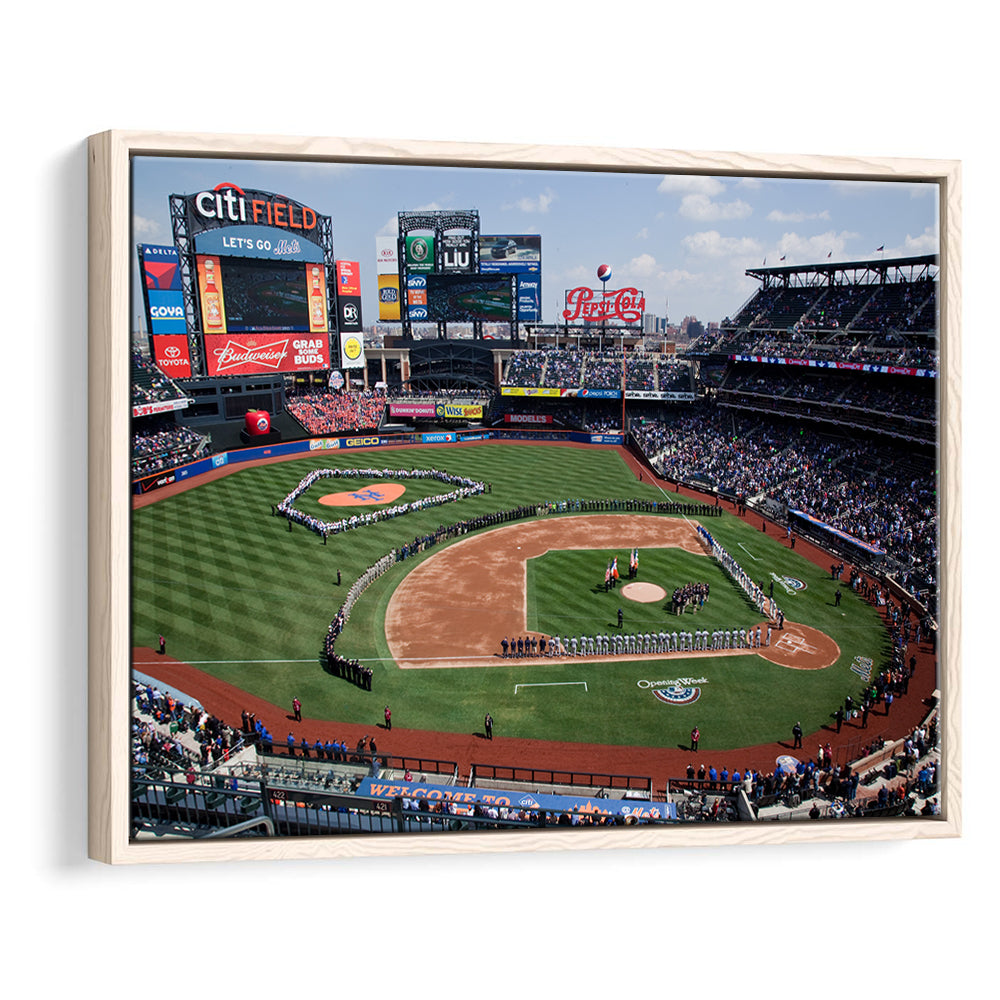Citi Field Stadium Opening Day, Stadium Canvas, Sport Art, Framed Canvas Print Wall Art, Floating Frame