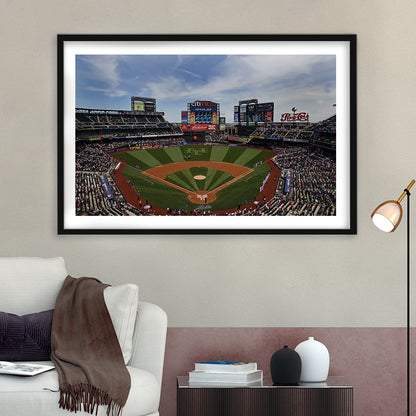 Citi Field Stadium, Stadium Canvas, Sport Art, Gift for him, White Border Framed Art Print Wall Decor