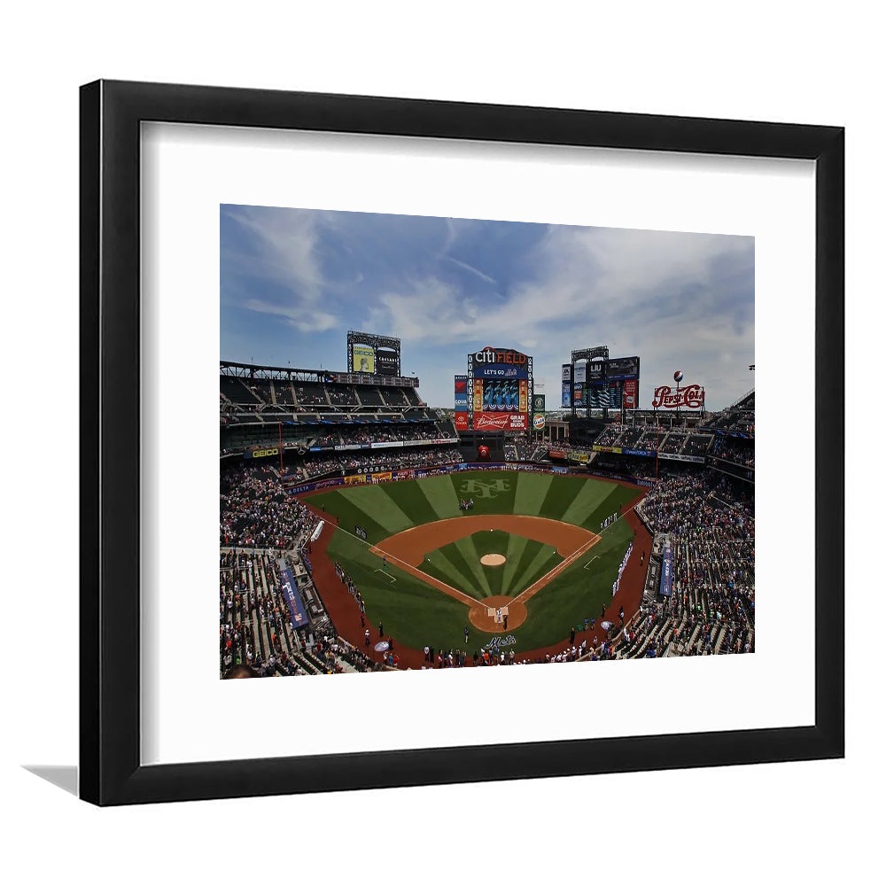 Citi Field Stadium, Stadium Canvas, Sport Art, Gift for him, White Border Framed Art Print Wall Decor