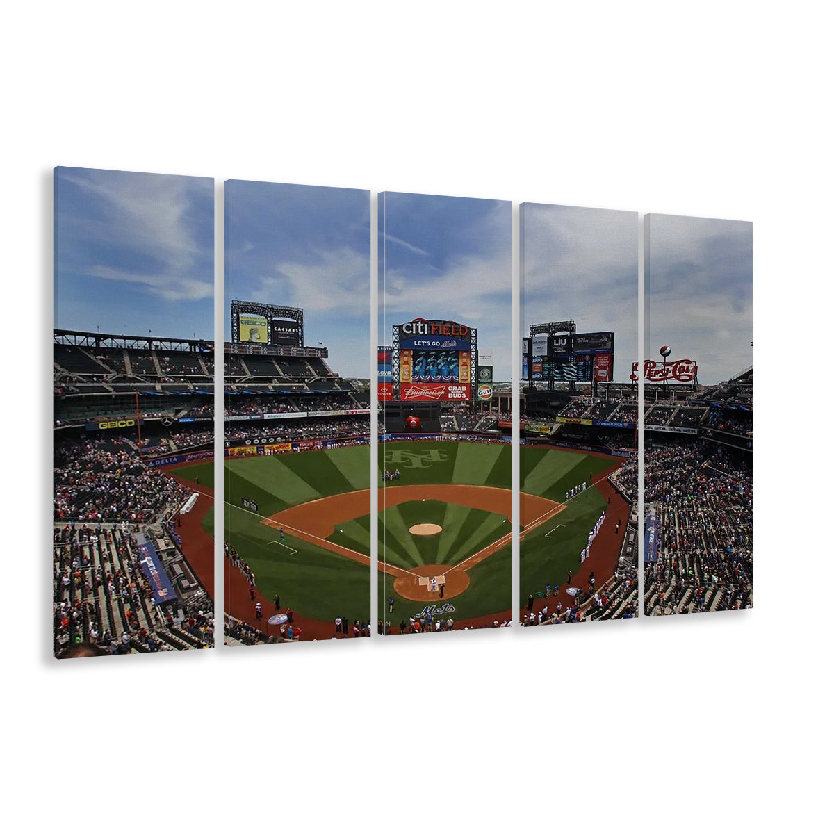 Citi Field Stadium, Stadium Canvas, Sport Art, 5 Panel B, Extra Large Canvas, Canvas Print Wall Art