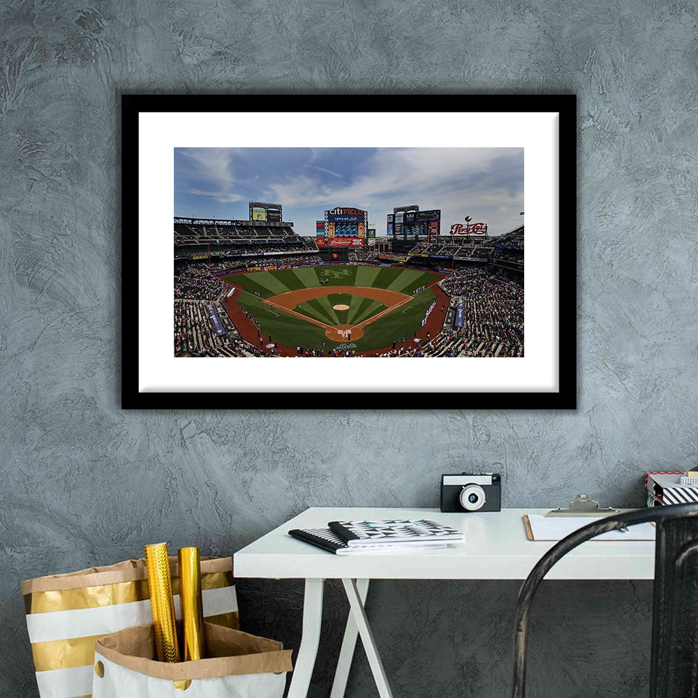 Citi Field Stadium, Stadium Canvas, Sport Art, Gift for him, White Border Framed Art Print Wall Decor