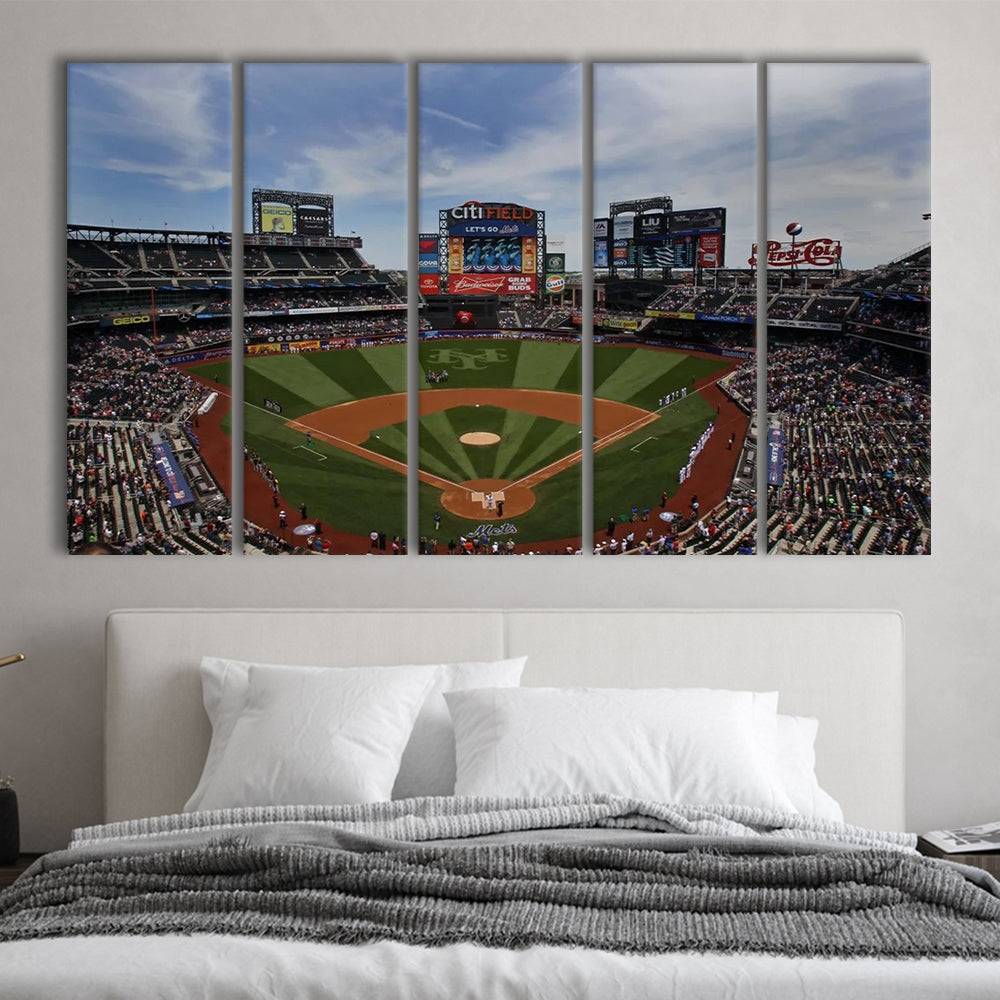 Citi Field Stadium, Stadium Canvas, Sport Art, 5 Panel B, Extra Large Canvas, Canvas Print Wall Art
