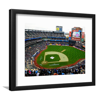Citi Field in New York City, Stadium Canvas, Sport Art, Gift for him, White Border Framed Art Print Wall Decor