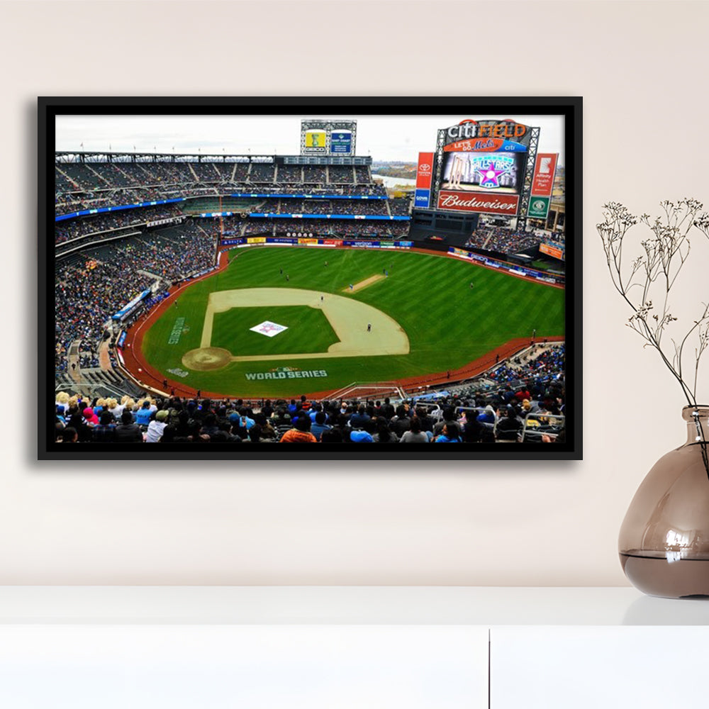 Citi Field in New York City, Stadium Canvas, Sport Art, Framed Canvas Print Wall Art, Floating Frame