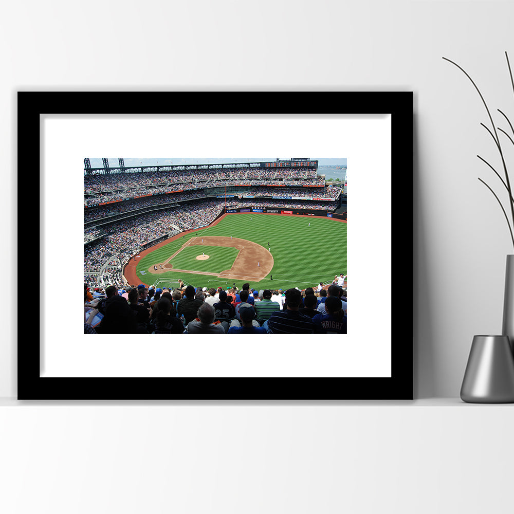 Citi Field in Ny, Stadium Canvas, Sport Art, Gift for him, White Border Framed Art Print Wall Decor