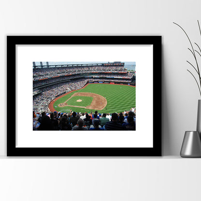 Citi Field in Ny, Stadium Canvas, Sport Art, Gift for him, White Border Framed Art Print Wall Decor