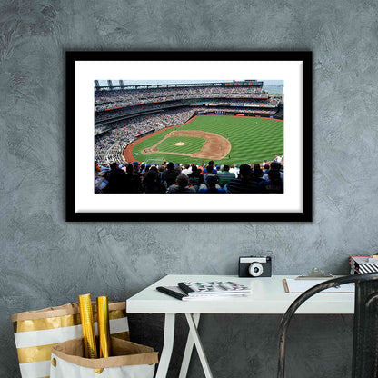 Citi Field in Ny, Stadium Canvas, Sport Art, Gift for him, White Border Framed Art Print Wall Decor