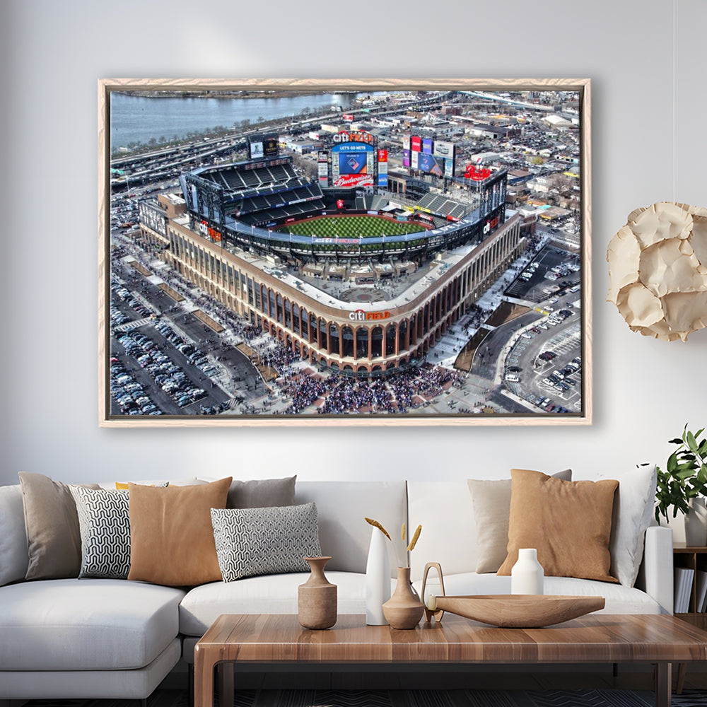 Citi Field in Queens New York, Stadium Canvas, Sport Art, Framed Canvas Print Wall Art, Floating Frame