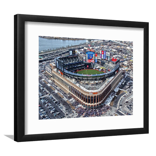 Citi Field in Queens New York, Stadium Canvas, Sport Art, Gift for him, White Border Framed Art Print Wall Decor