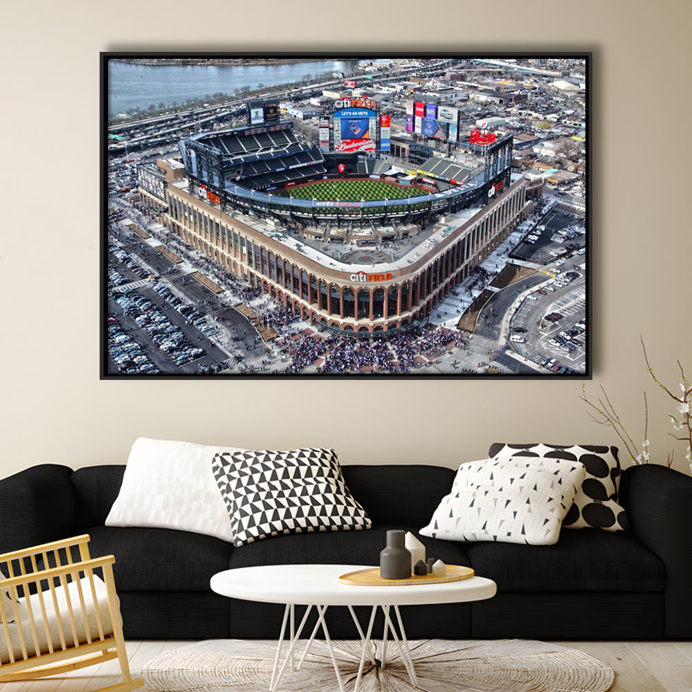 Citi Field in Queens New York, Stadium Canvas, Sport Art, Framed Canvas Print Wall Art, Floating Frame
