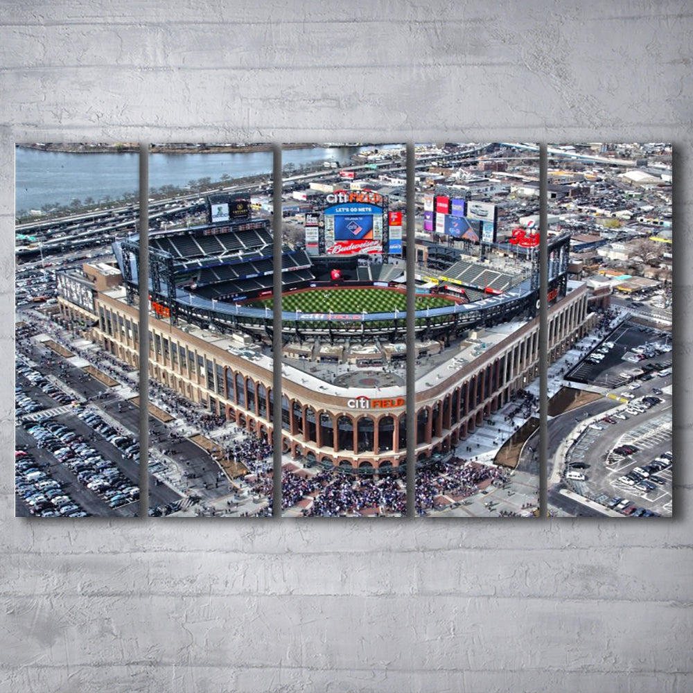 Citi Field in Queens New York, Stadium Canvas, Sport Art, 5 Panel B, Extra Large Canvas, Canvas Print Wall Art