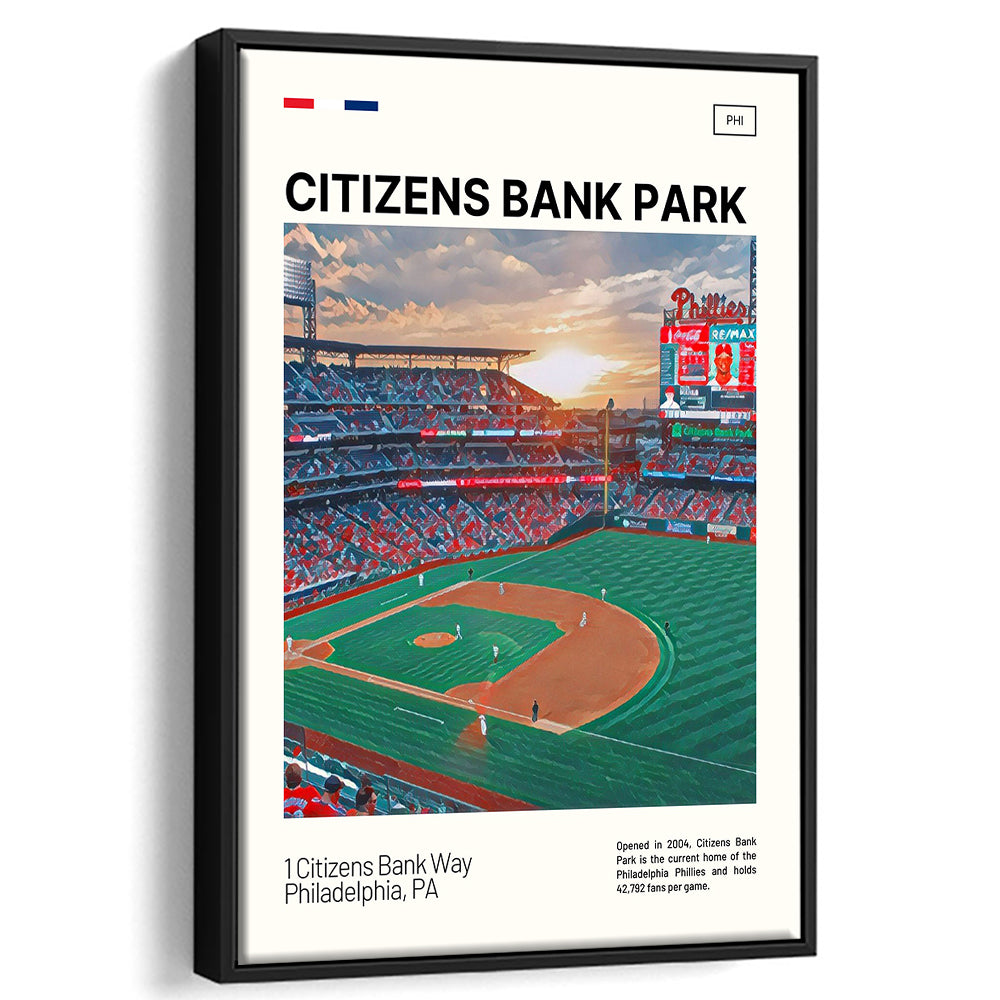 Citizens Bank Park Print, Philadelphia Phillies Stadium Canvas Art, Man Cave Gift, Floating Framed Canvas Print Wall Art