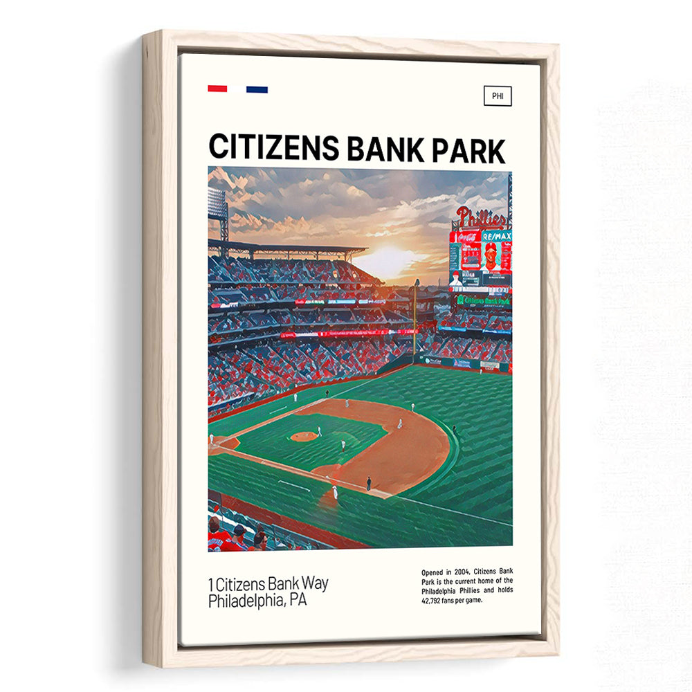 Citizens Bank Park Print, Philadelphia Phillies Stadium Canvas Art, Man Cave Gift, Floating Framed Canvas Print Wall Art