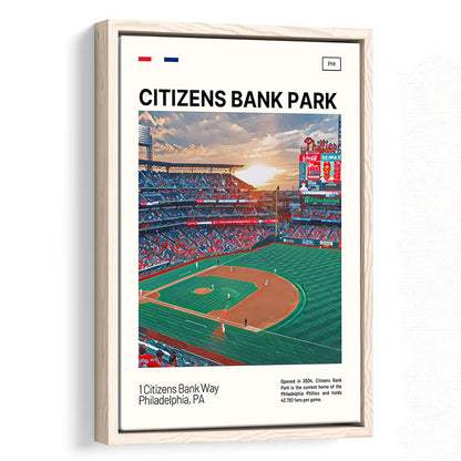 Citizens Bank Park Print, Philadelphia Phillies Stadium Canvas Art, Man Cave Gift, Floating Framed Canvas Print Wall Art