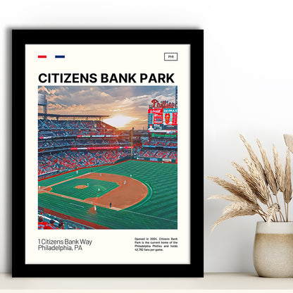 Citizens Bank Park Print, Philadelphia Phillies Stadium Art, Gifts for him, Sport Art, Framed Art Print Wall Decor