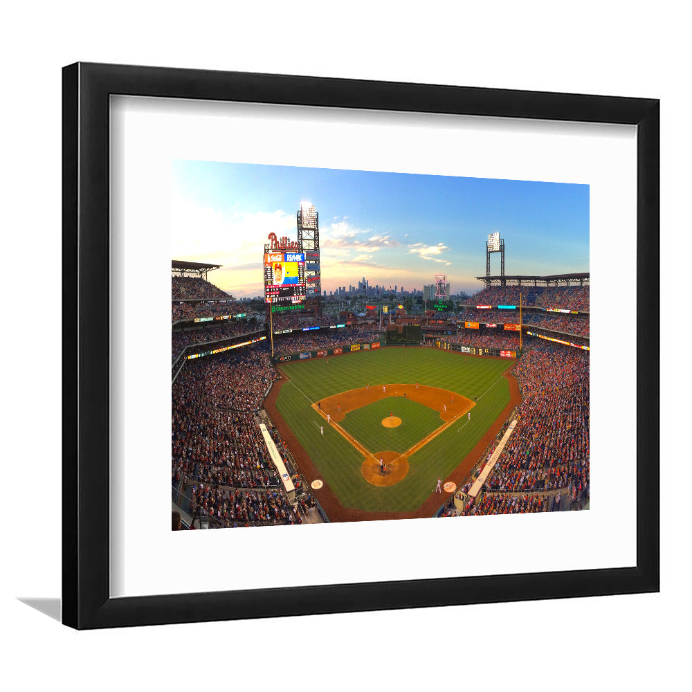 Citizens Bank Park, Stadium Canvas, Sport Art, Fan Gifts, White Border Framed Art Print Wall Decor