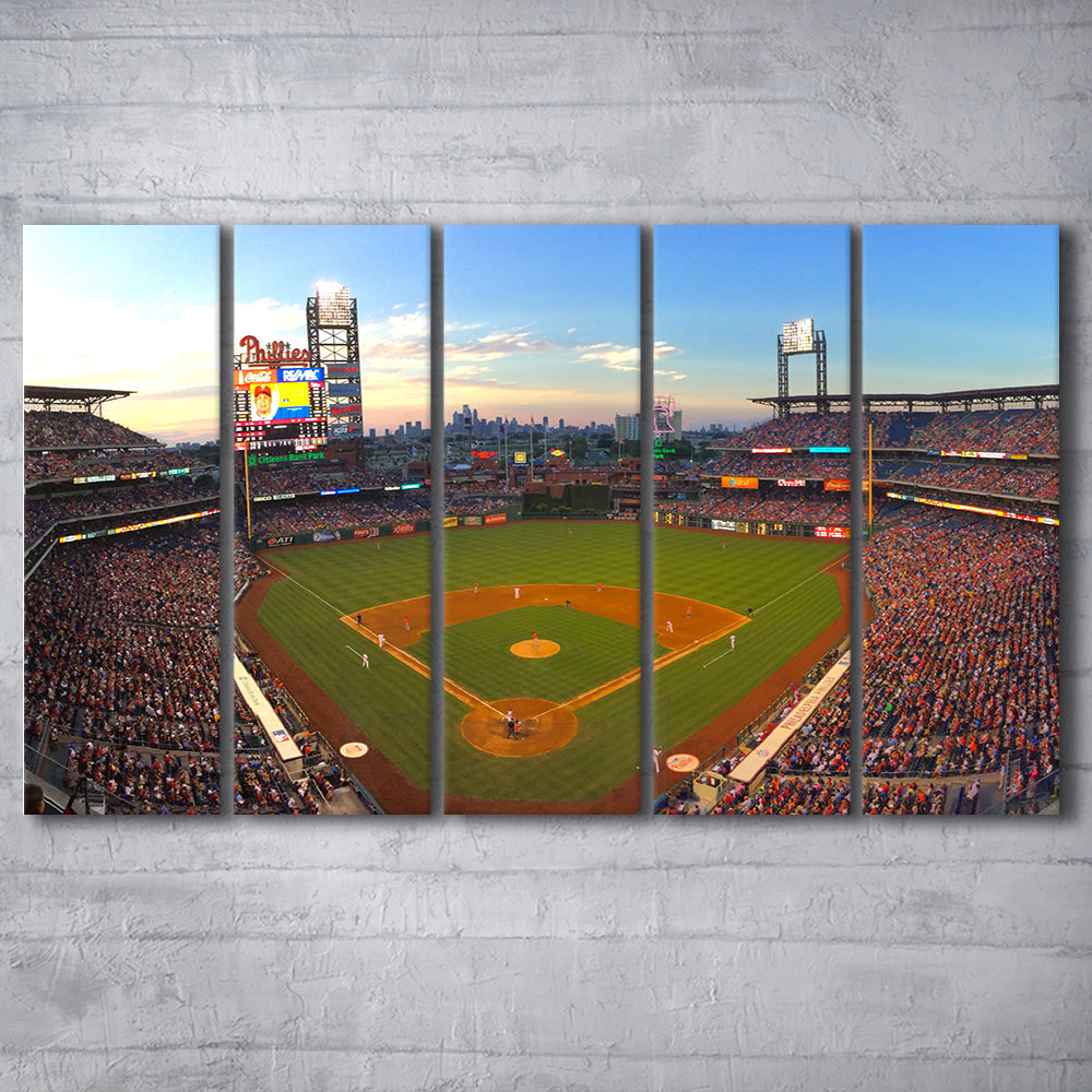 Citizens Bank Park, Stadium Canvas, Sport Art, Fan Gifts, 5 Panel B, Extra Large Canvas, Canvas Print Wall Art