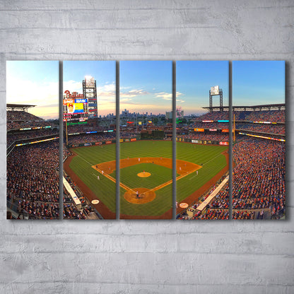 Citizens Bank Park, Stadium Canvas, Sport Art, Fan Gifts, 5 Panel B, Extra Large Canvas, Canvas Print Wall Art