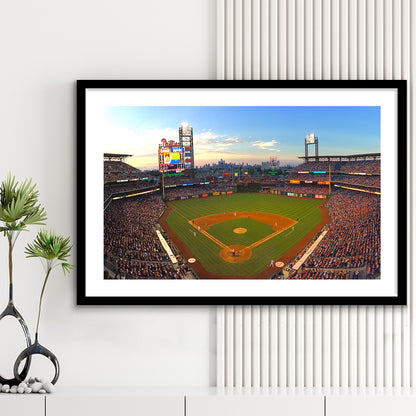 Citizens Bank Park, Stadium Canvas, Sport Art, Fan Gifts, White Border Framed Art Print Wall Decor