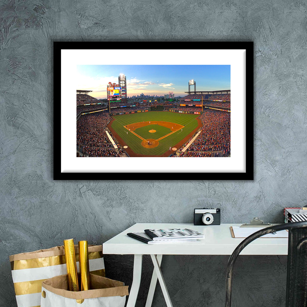 Citizens Bank Park, Stadium Canvas, Sport Art, Fan Gifts, White Border Framed Art Print Wall Decor