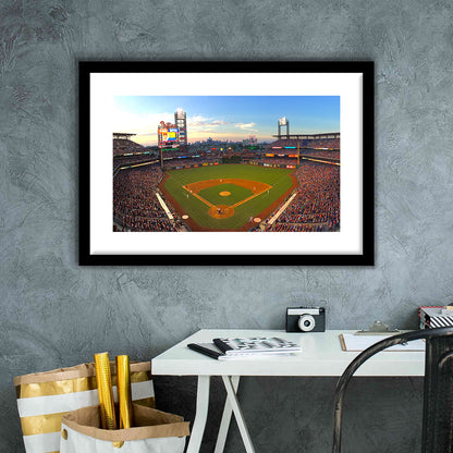 Citizens Bank Park, Stadium Canvas, Sport Art, Fan Gifts, White Border Framed Art Print Wall Decor