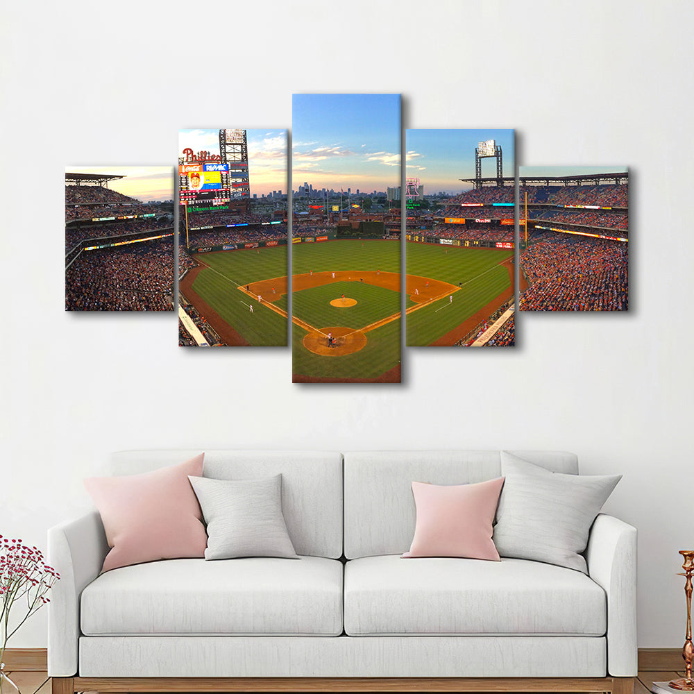 Citizens Bank Park, Stadium Canvas, Sport Art, Fan Gifts, 5 Panel, Large Canvas, Canvas Print Wall Art