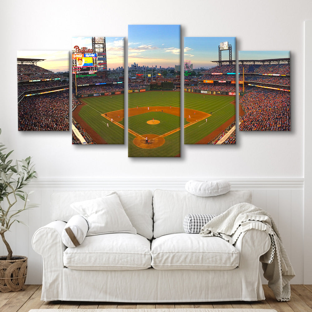 Citizens Bank Park, Stadium Canvas, Sport Art, Fan Gifts, 5 Panel, Large Canvas, Canvas Print Wall Art