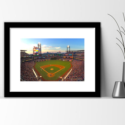 Citizens Bank Park, Stadium Canvas, Sport Art, Fan Gifts, White Border Framed Art Print Wall Decor