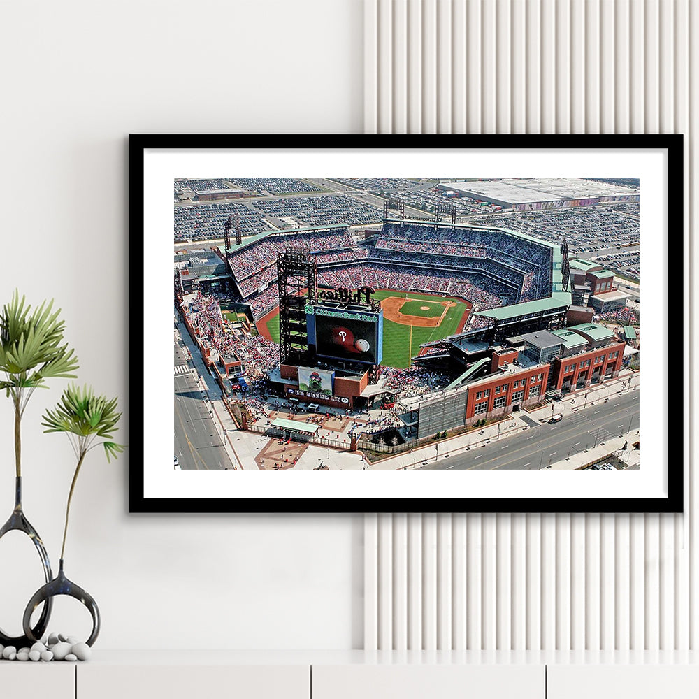 Citizens Bank Park, Stadium Canvas, Sport Art, Gift for him, White Border Framed Art Print Wall Decor