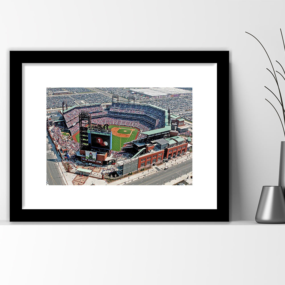 Citizens Bank Park, Stadium Canvas, Sport Art, Gift for him, White Border Framed Art Print Wall Decor