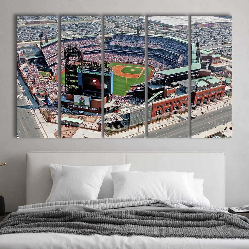 Citizens Bank Park, Stadium Canvas, Sport Art, 5 Panel B, Extra Large Canvas, Canvas Print Wall Art