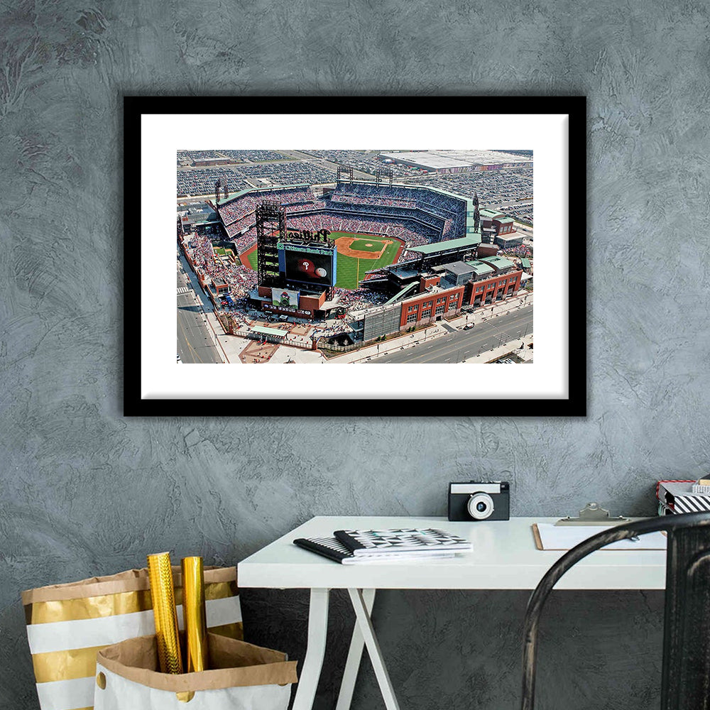 Citizens Bank Park, Stadium Canvas, Sport Art, Gift for him, White Border Framed Art Print Wall Decor