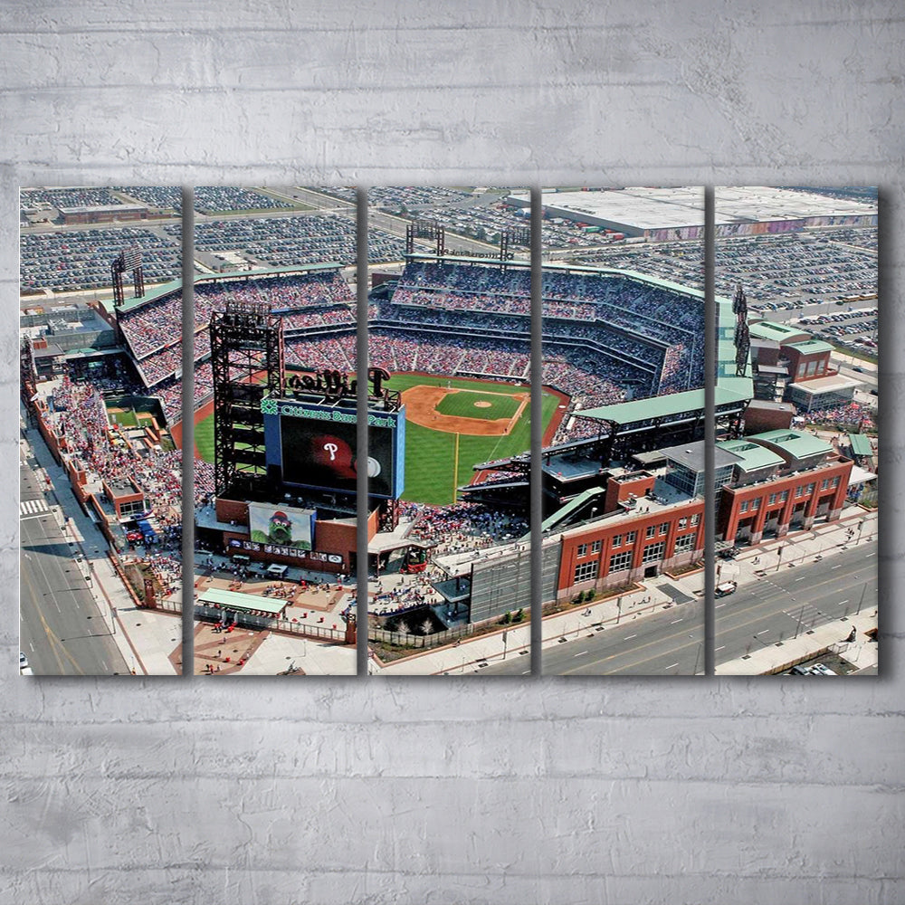 Citizens Bank Park, Stadium Canvas, Sport Art, 5 Panel B, Extra Large Canvas, Canvas Print Wall Art