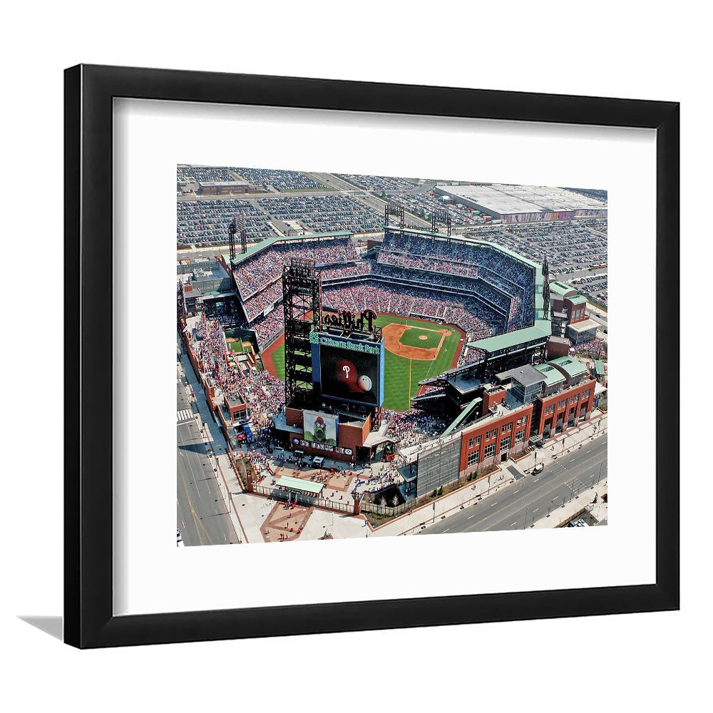 Citizens Bank Park, Stadium Canvas, Sport Art, Gift for him, White Border Framed Art Print Wall Decor