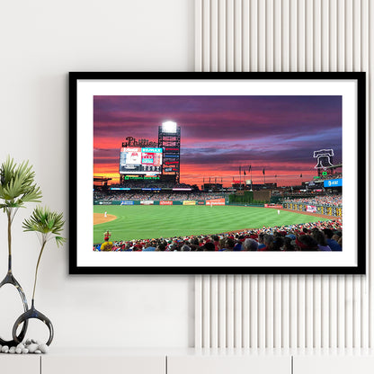 Citizens Bank Park Stadium, Stadium Canvas, Sport Art, Gift for him, White Border Framed Art Print Wall Decor