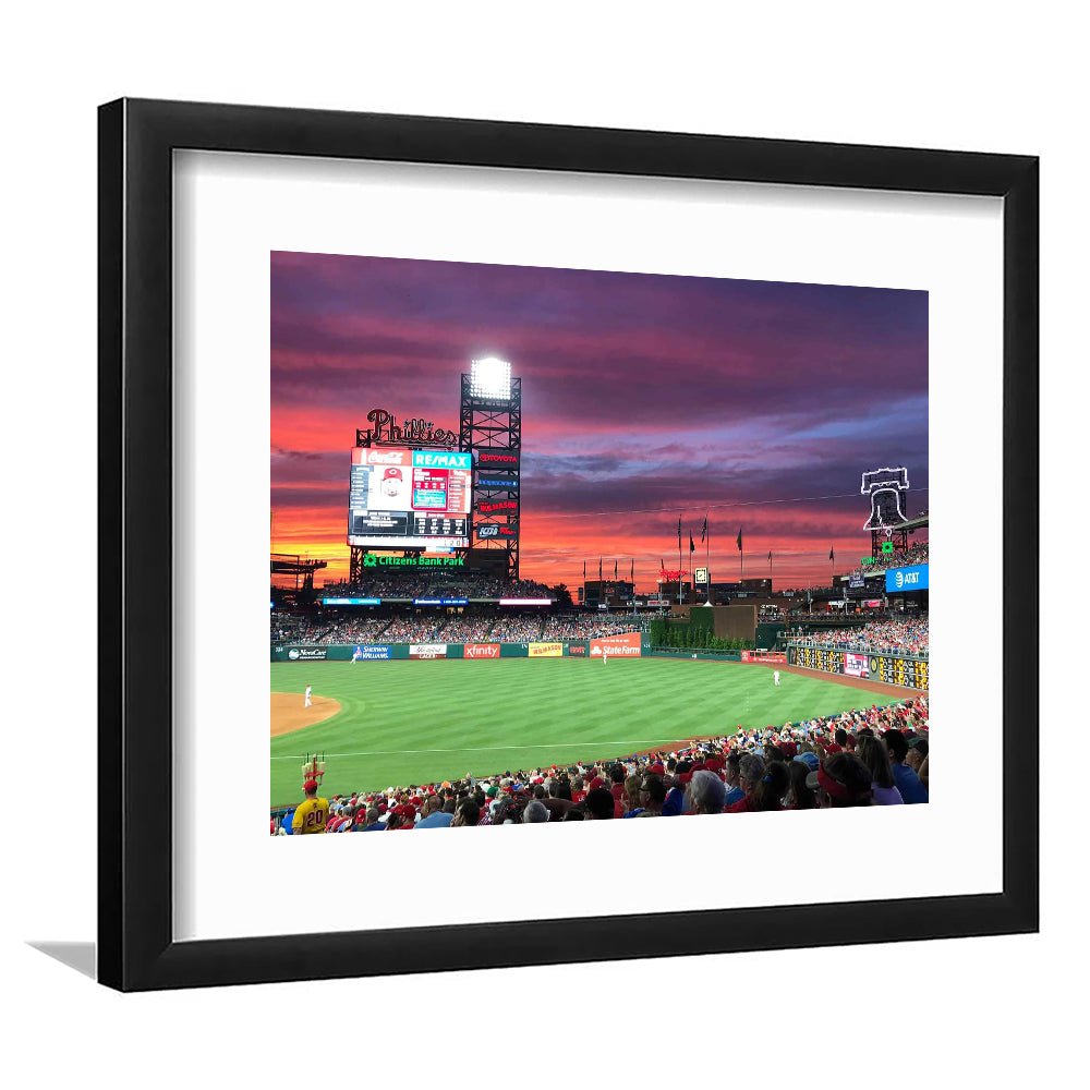 Citizens Bank Park Stadium, Stadium Canvas, Sport Art, Gift for him, White Border Framed Art Print Wall Decor
